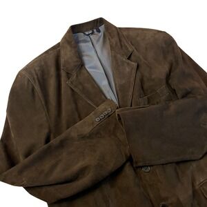 Jacob Siegel Men's Brown Suede Leather Blazer‎ Jacket Size 46R Exc Cond Pockets